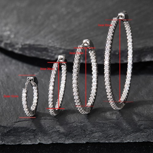 S925 Silver Moissanite Classic hoop Earrings1.5-1.6mm 2CT Customizable moissanite HipHop Style Jewelry Personalized Valentine Day Gift
