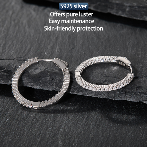 S925 Silver Moissanite Classic hoop Earrings1.5-1.6mm 2CT Customizable moissanite HipHop Style Jewelry Personalized Valentine Day Gift