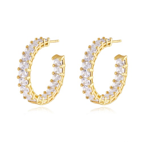 S925 silver moissanite full diamond zircon C-shaped female earrings 3 * 4mm customizable moissanite hip-hop style jewelry personalized Valentine's Day gift 