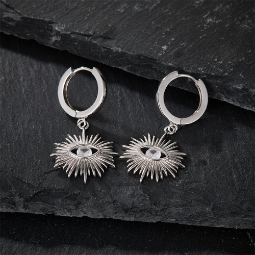 S925 Silver Moissanite Sun Eye Earrings 4mm Customizable Moissanite Hip Hop Style Jewelry Personalized Valentine Day Gift