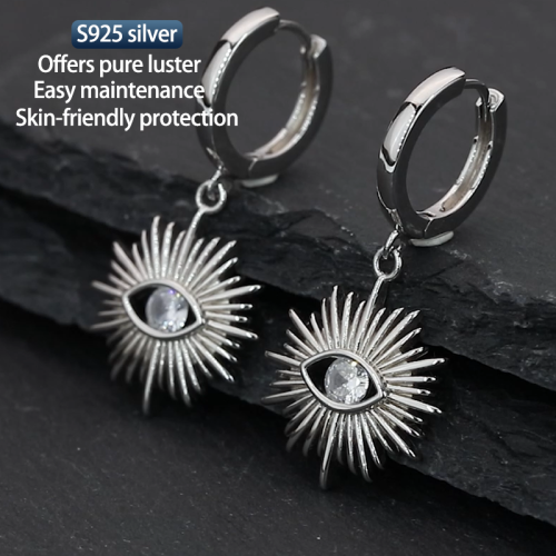 S925 Silver Moissanite Sun Eye Earrings 4mm Customizable Moissanite Hip Hop Style Jewelry Personalized Valentine Day Gift