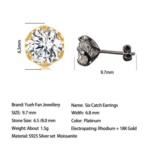 S925 Silver Moissanite Snowflake earrings 1-2CT Customizable moissanite Hip Hop Style Jewelry Personalized rings Valentine Day