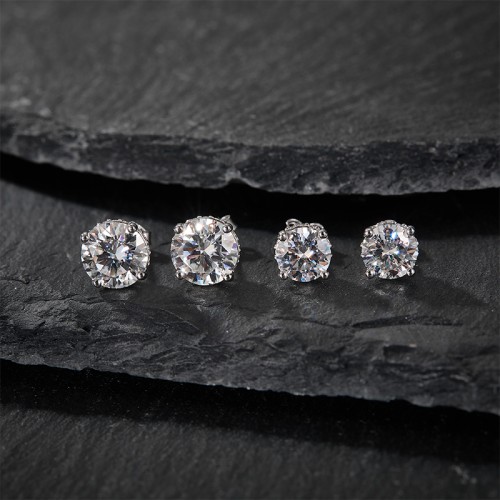 S925 silver moissanite four claw earrings 1-2CT customizable moissanite high-end fashion style jewelry personalized earrings Valentine Day
