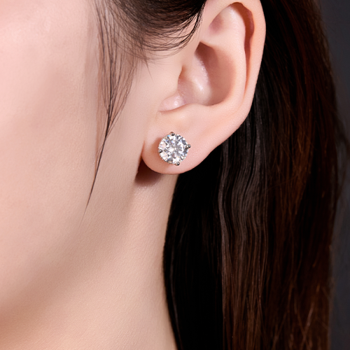 S925 silver moissanite four claw earrings 1-2CT customizable moissanite high-end fashion style jewelry personalized earrings Valentine Day