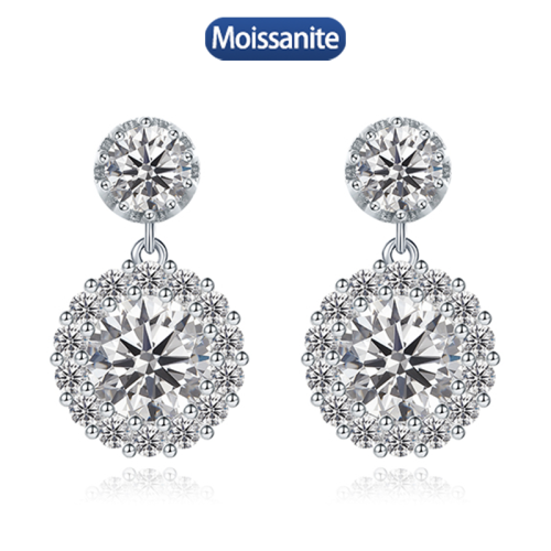 S925 silver moissanite snowflake earrings 1CT customizable moissanite high-end fashion style jewelry personalized earrings Valentine's Day