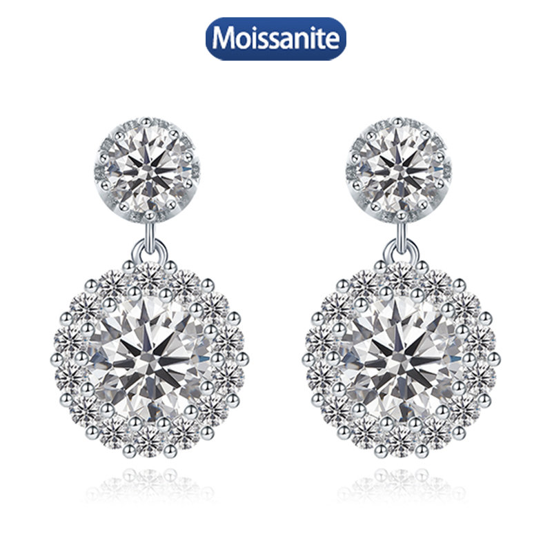 S925 silver moissanite snowflake earrings 1CT customizable moissanite high-end fashion style jewelry personalized earrings Valentine's Day