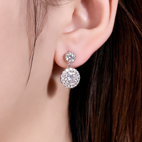 S925 silver moissanite snowflake earrings 1CT customizable moissanite high-end fashion style jewelry personalized earrings Valentine's Day