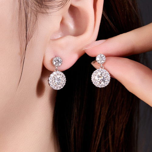 S925 silver moissanite snowflake earrings 1CT customizable moissanite high-end fashion style jewelry personalized earrings Valentine's Day