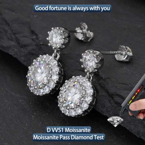 S925 silver moissanite snowflake earrings 1CT customizable moissanite high-end fashion style jewelry personalized earrings Valentine's Day 