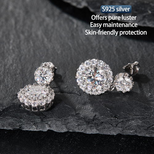 S925 silver moissanite snowflake earrings 1CT customizable moissanite high-end fashion style jewelry personalized earrings Valentine's Day