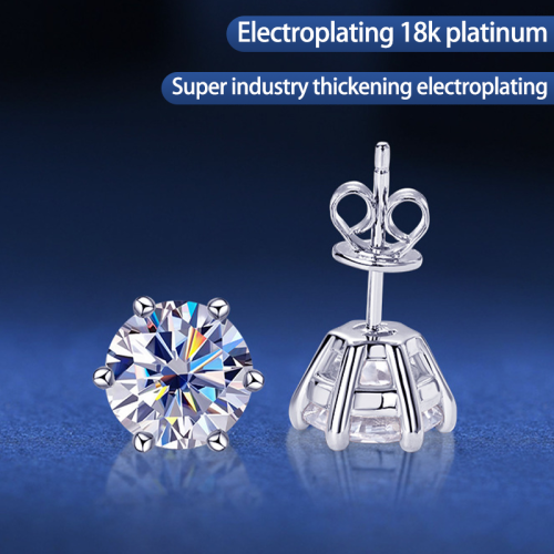 S925 silver all moissanite 9mm3CT earrings GRA certified electroplated 18kD color VVS1 luxury high-end hip-hop delicate earrings