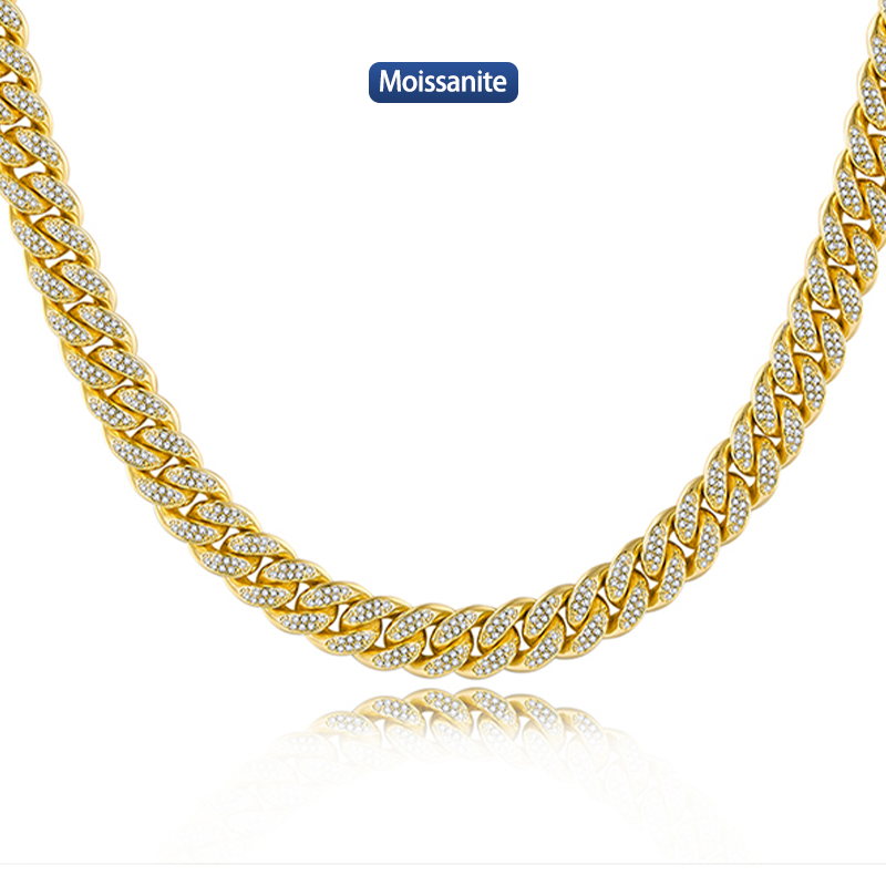 S925 Silver Moissanite Cuban link Necklaces 18-24inch HipHop Style Jewelry Personalized customization Valentine Day Gift