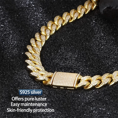 S925 Silver Moissanite Cuban link Necklaces 18-24inch HipHop Style Jewelry Personalized customization Valentine Day Gift