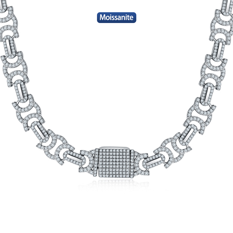S925 Silver Moissanite Cuban link Necklaces 17.5-27.5inch HipHop Style Jewelry Personalized customization Valentine Day Gift