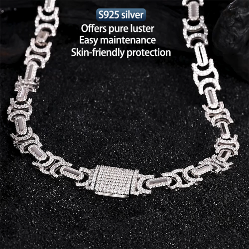 S925 Silver Moissanite Cuban link Necklaces 17.5-27.5inch HipHop Style Jewelry Personalized customization Valentine Day Gift