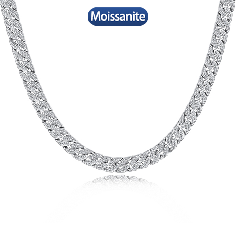 S925 Silver Moissanite Cuban link Necklaces 17-24inch HipHop Style Jewelry Personalized customization Valentine Day Gift