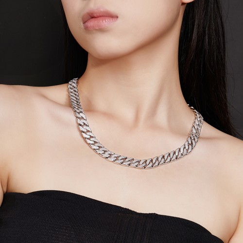 S925 Silver Moissanite Cuban link Necklaces 17-24inch HipHop Style Jewelry Personalized customization Valentine Day Gift