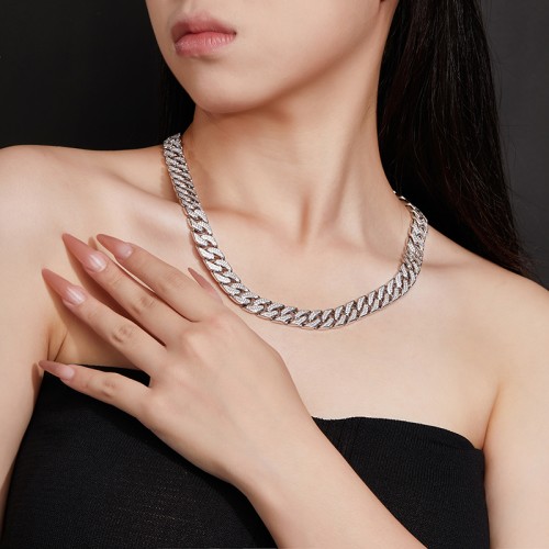 S925 Silver Moissanite Cuban link Necklaces 17-24inch HipHop Style Jewelry Personalized customization Valentine Day Gift