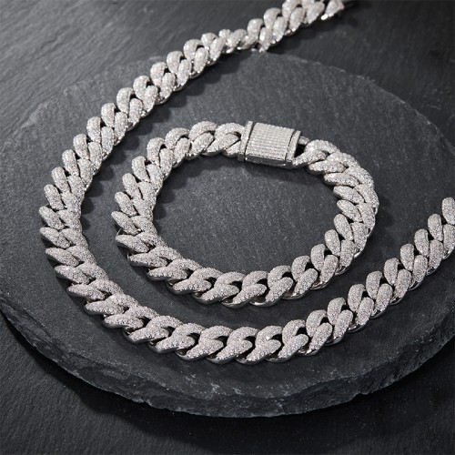 S925 silver moissanite tennis bracelet necklace 6.5-24 inche full diamond hip-hop style jewelry personalized customization