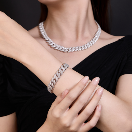 S925 silver moissanite tennis bracelet necklace 6.5-24 inche full diamond hip-hop style jewelry personalized customization