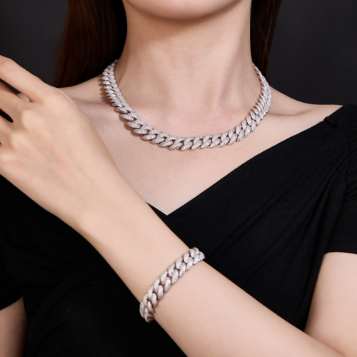 S925 silver moissanite tennis bracelet necklace 6.5-24 inche full diamond hip-hop style jewelry personalized customization