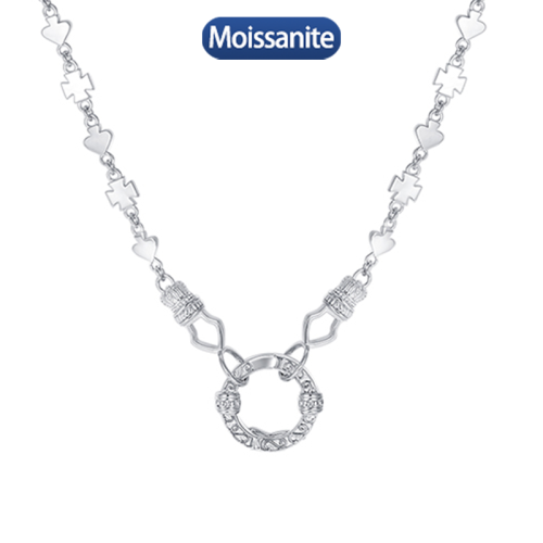 S925 Silver Moissanite Circular collarbone necklace Certified Hip Hop Style Jewelry Personalized customization Valentine's Day