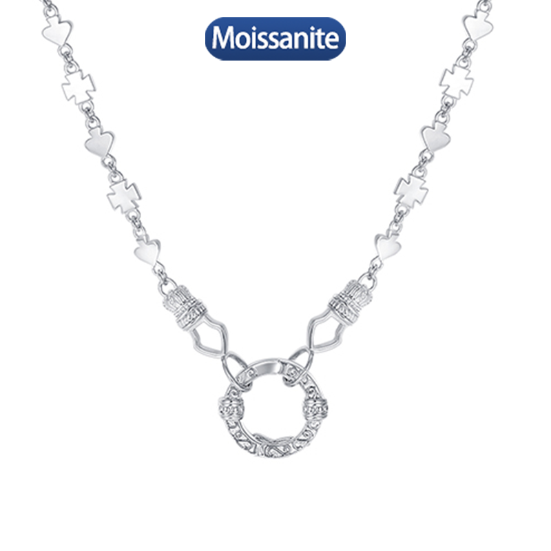 S925 Silver Moissanite Circular collarbone necklace Certified Hip Hop Style Jewelry Personalized customization Valentine's Day