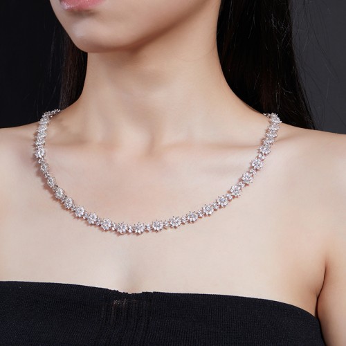 S925 Silver Moissanite Sun Flower Necklace 18-22inch HipHop Style Jewelry Personalized customization Valentine's Day Gift