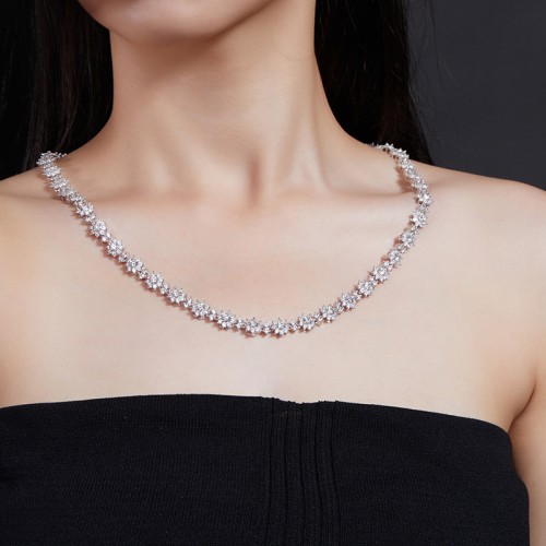 S925 Silver Moissanite Sun Flower Necklace 18-22inch HipHop Style Jewelry Personalized customization Valentine's Day Gift