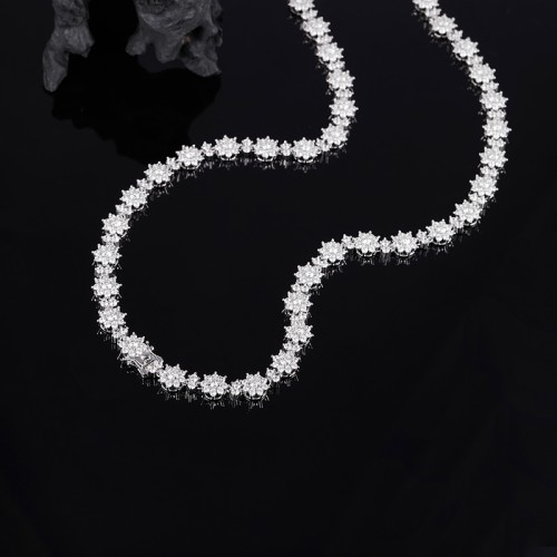S925 Silver Moissanite Sun Flower Necklace 18-22inch HipHop Style Jewelry Personalized customization Valentine's Day Gift