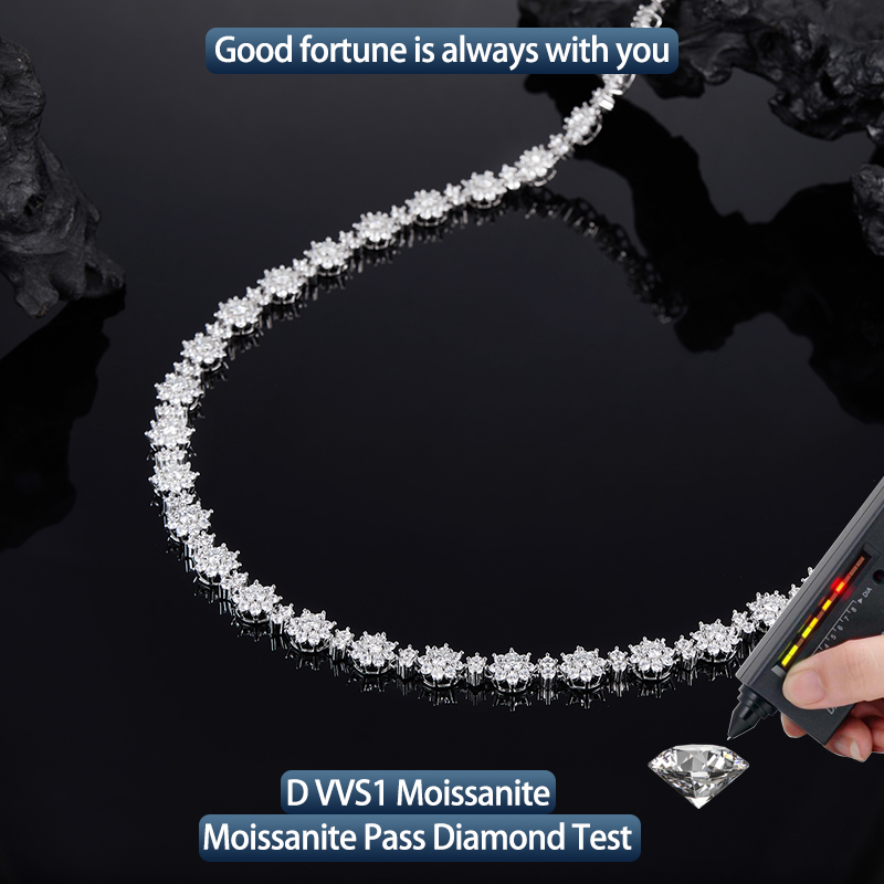 S925 Silver Moissanite Sun Flower Necklace 18-22inch HipHop Style Jewelry Personalized customization Valentine's Day Gift