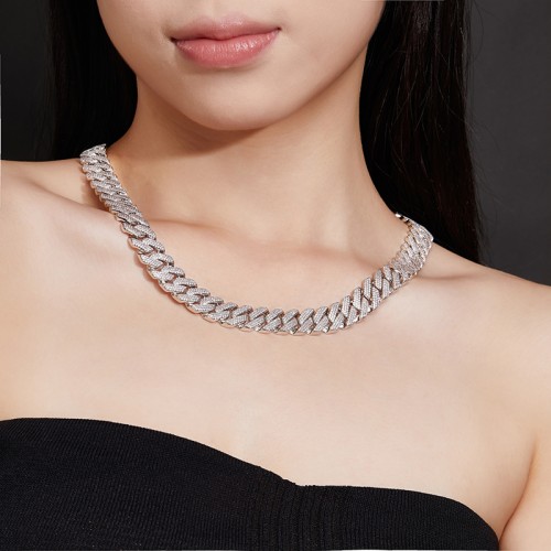S925 Silver Moissanite Cuban link Bracelet 18-24inch HipHop Style Jewelry Personalized customization Valentine Day Gift