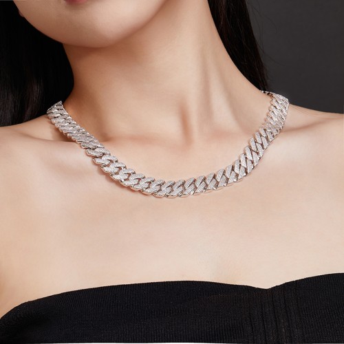 S925 Silver Moissanite Cuban link Bracelet 18-24inch HipHop Style Jewelry Personalized customization Valentine Day Gift