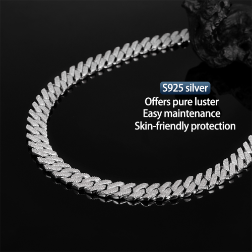 S925 Silver Moissanite Cuban link Bracelet 18-24inch HipHop Style Jewelry Personalized customization Valentine Day Gift