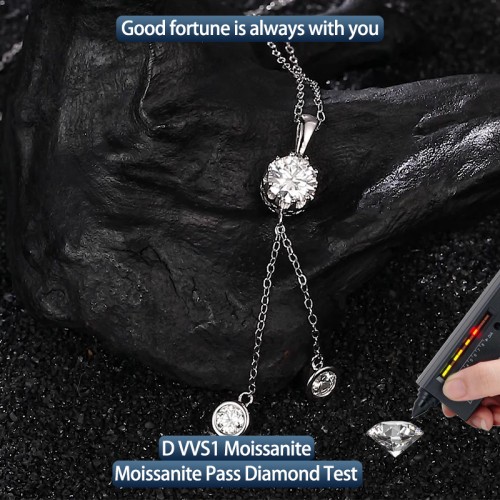 S925 Silver Moissanite Clover Pendant 1.6CT Certified Hip Hop Style Jewelry Personalized customization Valentine Day Gift 