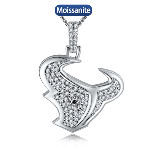 S925 Silver Moissanite Bullhead Hip Hop Pendant 0.1CT Certified Hip Hop Style Jewelry Personalized rings Valentine Day Gift