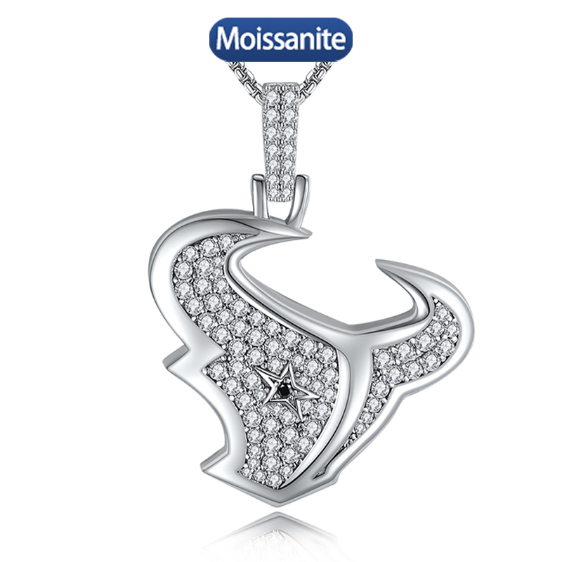 S925 Silver Moissanite Bullhead Hip Hop Pendant 0.1CT Certified Hip Hop Style Jewelry Personalized rings Valentine Day Gift