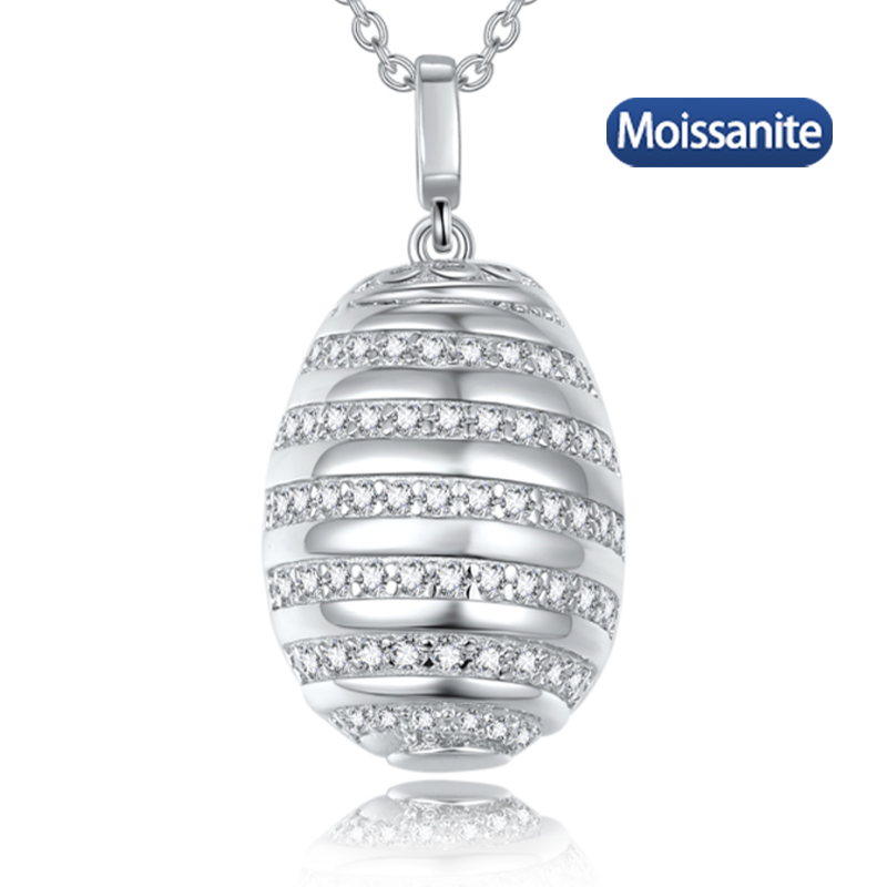 S925 Silver Moissanite Egg filigree Pendants 1.4CT Certified Hip Hop Style Jewelry Personalized rings Valentine Day Gift