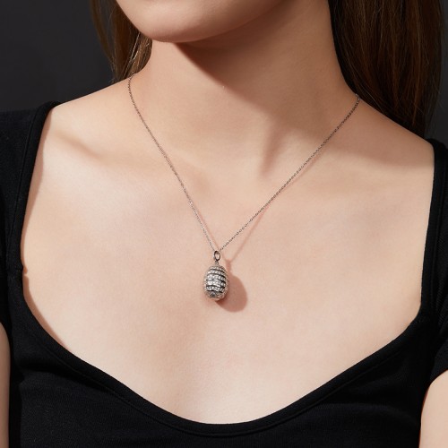 S925 Silver Moissanite Egg filigree Pendants 1.4CT Certified Hip Hop Style Jewelry Personalized rings Valentine Day Gift