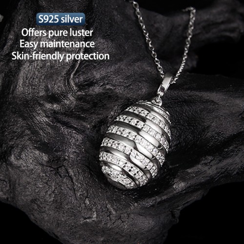 S925 Silver Moissanite Egg filigree Pendants 1.4CT Certified Hip Hop Style Jewelry Personalized rings Valentine Day Gift