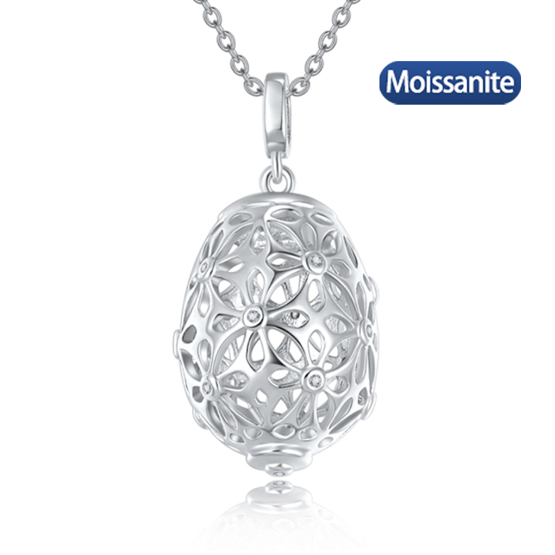 S925 Silver Moissanite Egg filigree Pendants 0.1CT Certified Hip Hop Style Jewelry Personalized rings Valentine Day Gift