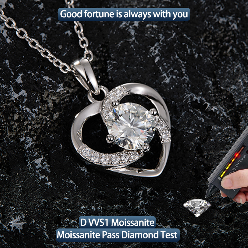 S925 Silver Moissanite Love Setting Pendants 1CT Customizable moissanite Hip Hop Style Jewelry Personalized rings Gift