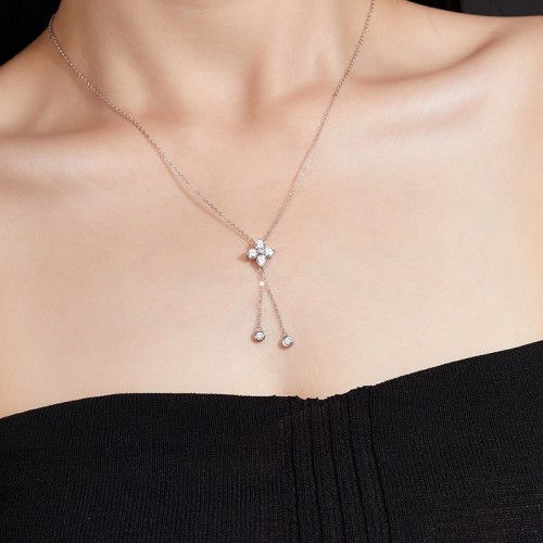 Yueh Fan GRA Certified Moissanite Clover Pendant 925Sterling Silver Jewelry Gift forWalentine Day Gift to wife