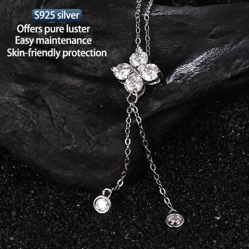 Yueh Fan GRA Certified Moissanite Clover Pendant 925Sterling Silver Jewelry Gift forWalentine Day Gift to wife
