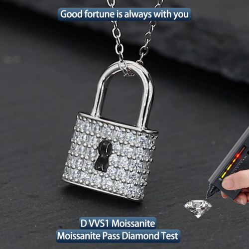 S925 Silver Moissanite Love Lock Pendants 1.1CT Customizable moissanite Hip Hop Style Jewelry Personalized rings Valentine Day