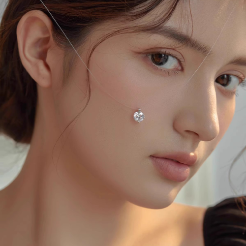 925 Silver Moissanite 2CT Transparent Invisible Chain necklace suitable for women Transparent fishing line necklace light luxury