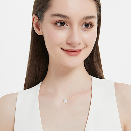 925 Silver Moissanite 2CT Transparent Invisible Chain necklace suitable for women Transparent fishing line necklace light luxury