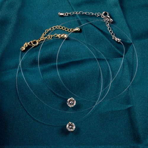 925 Silver Moissanite 2CT Transparent Invisible Chain necklace suitable for women Transparent fishing line necklace light luxury