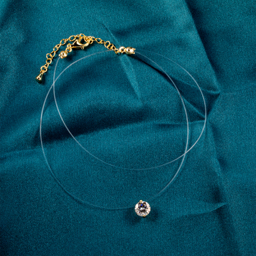 925 Silver Moissanite 2CT Transparent Invisible Chain necklace suitable for women Transparent fishing line necklace light luxury