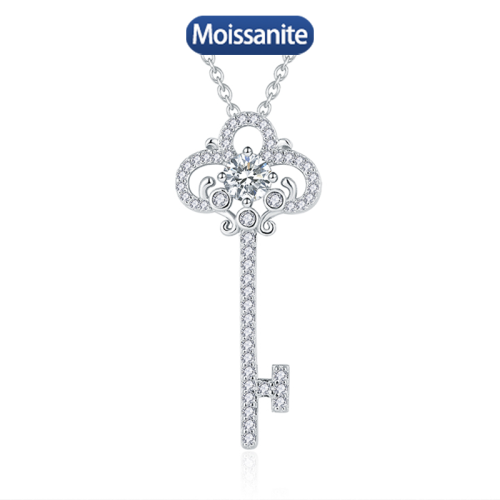 S925 Silver Moissanite Love key Pendants 1CT Certified Hip Hop Style Jewelry Personalized customization Valentine Day Gift